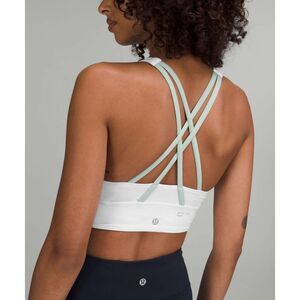 Lululemon Energy High-Neck Longline Bra - Size 8 | White/Silver Blue